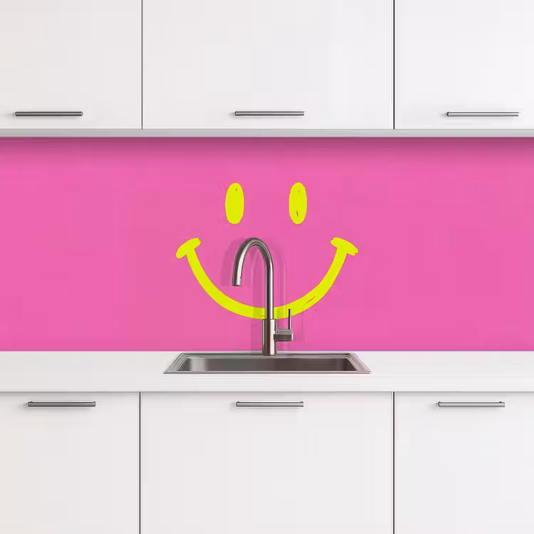 Keuken achterwand - Smiley - Vrolijk - Roze — 4