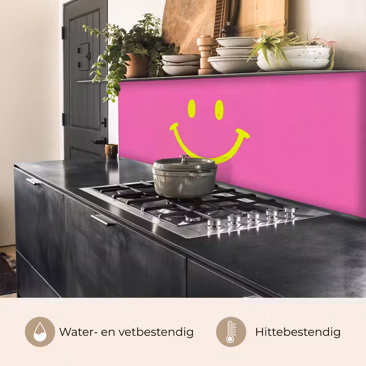 Keuken achterwand - Smiley - Vrolijk - Roze — 5