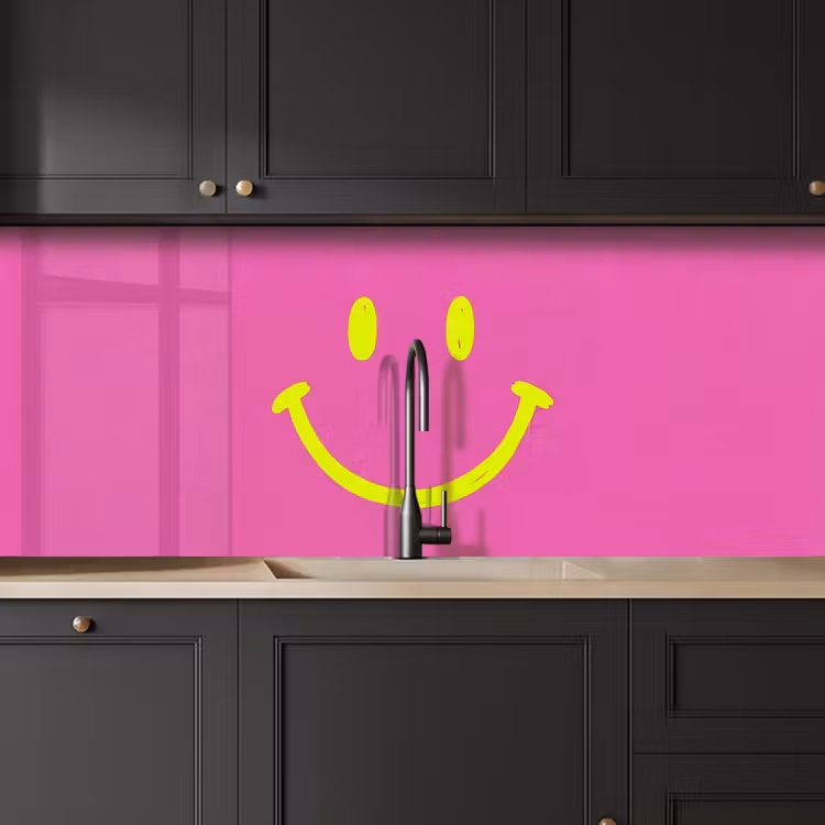Keuken achterwand - Smiley - Vrolijk - Roze — 6