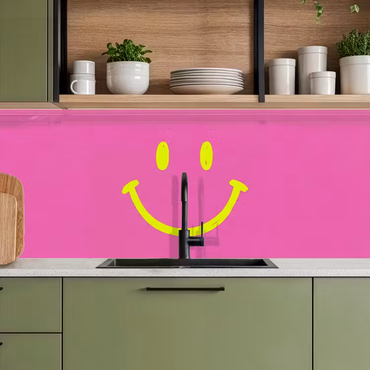 Keuken achterwand - Smiley - Vrolijk - Roze — 8