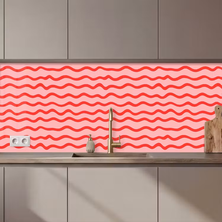 Keuken achterwand - Speels - Patroon - Rood — 1