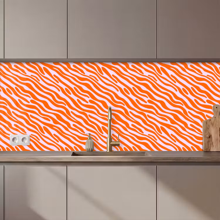 Keuken achterwand - Strepen - Dynamisch - Oranje — 1
