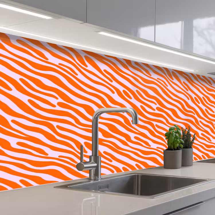 Keuken achterwand - Strepen - Dynamisch - Oranje — 2