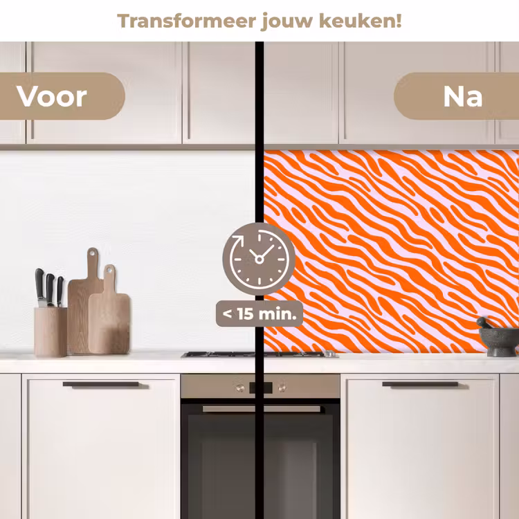Keuken achterwand - Strepen - Dynamisch - Oranje — 3