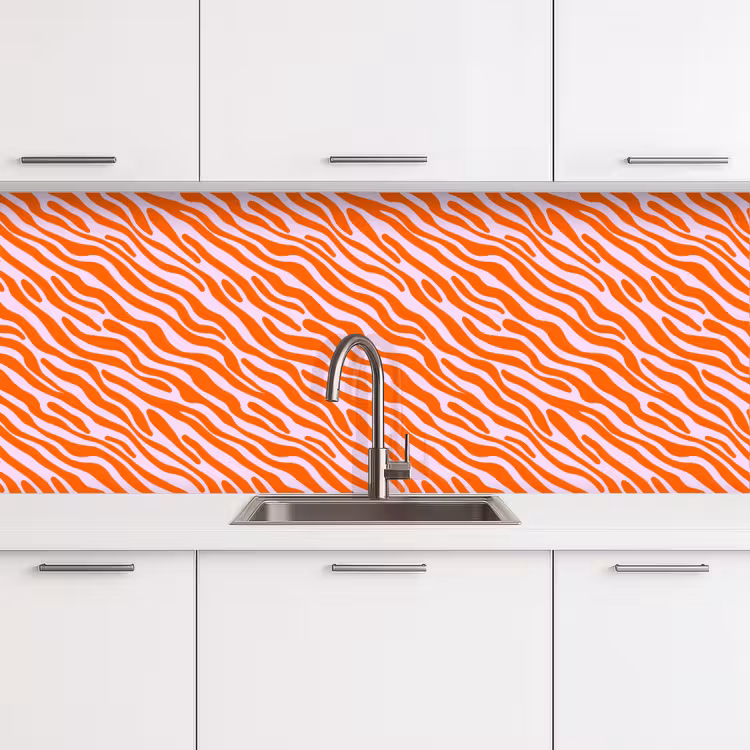 Keuken achterwand - Strepen - Dynamisch - Oranje — 4