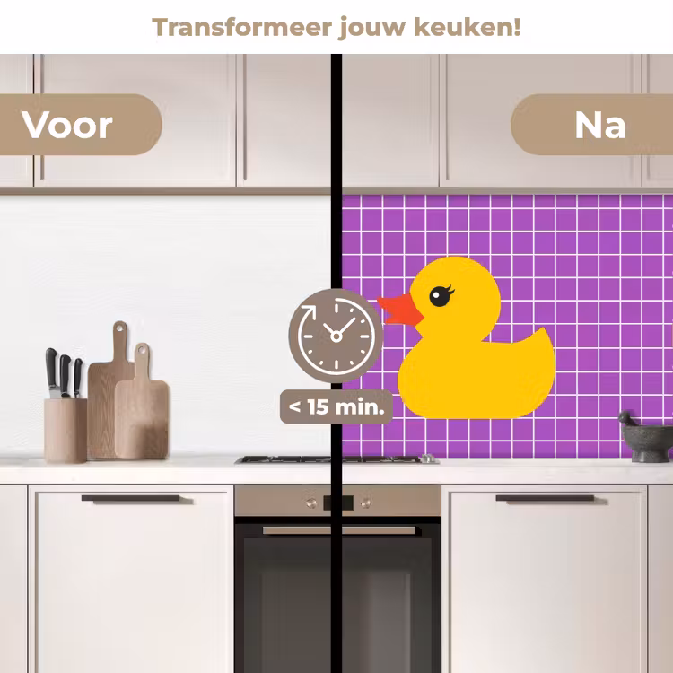 Keuken achterwand - Tekst - Eend - Paars — 3