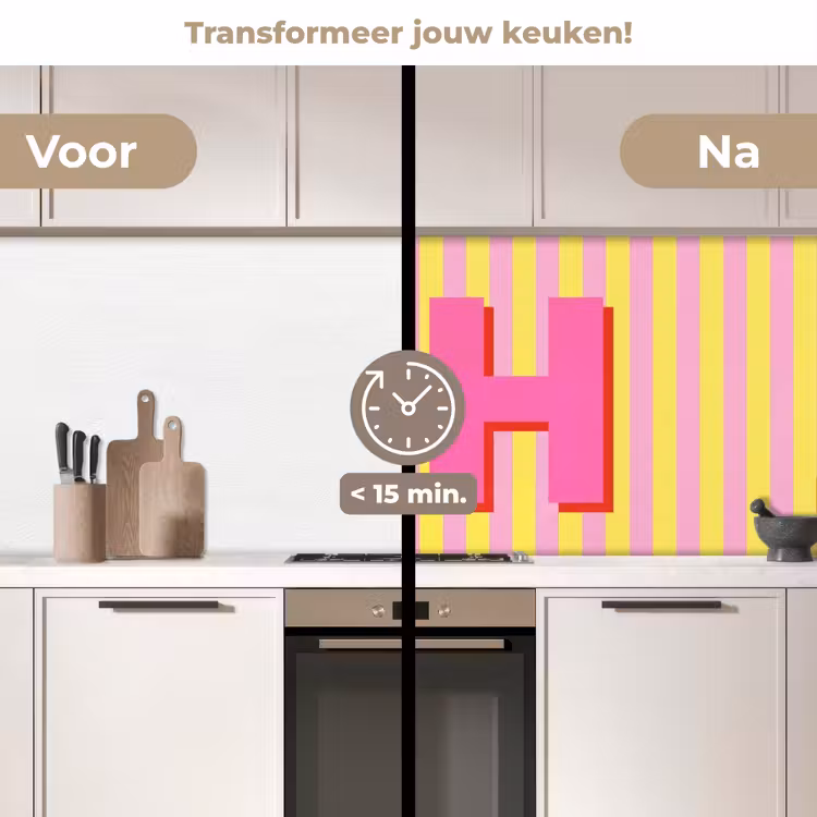 Keuken achterwand - Tekst - Strepen - Roze — 3