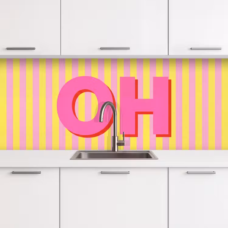 Keuken achterwand - Tekst - Strepen - Roze — 4