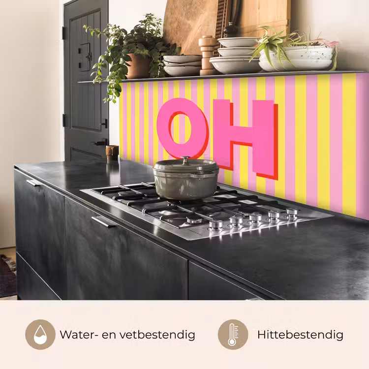 Keuken achterwand - Tekst - Strepen - Roze — 5