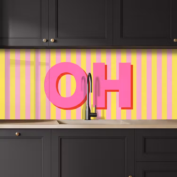 Keuken achterwand - Tekst - Strepen - Roze — 6