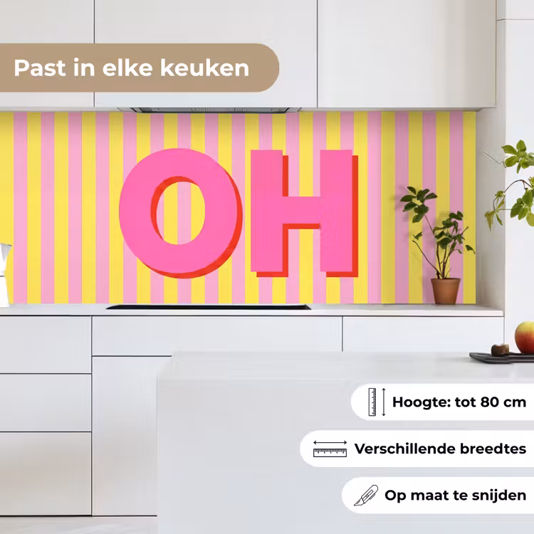 Keuken achterwand - Tekst - Strepen - Roze — 7