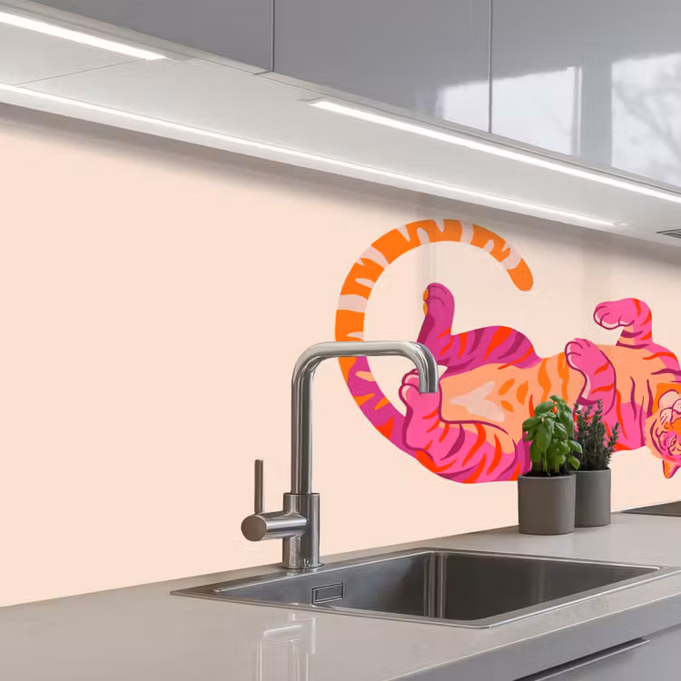 Keuken achterwand - Tijger - Roze - Oranje — 2