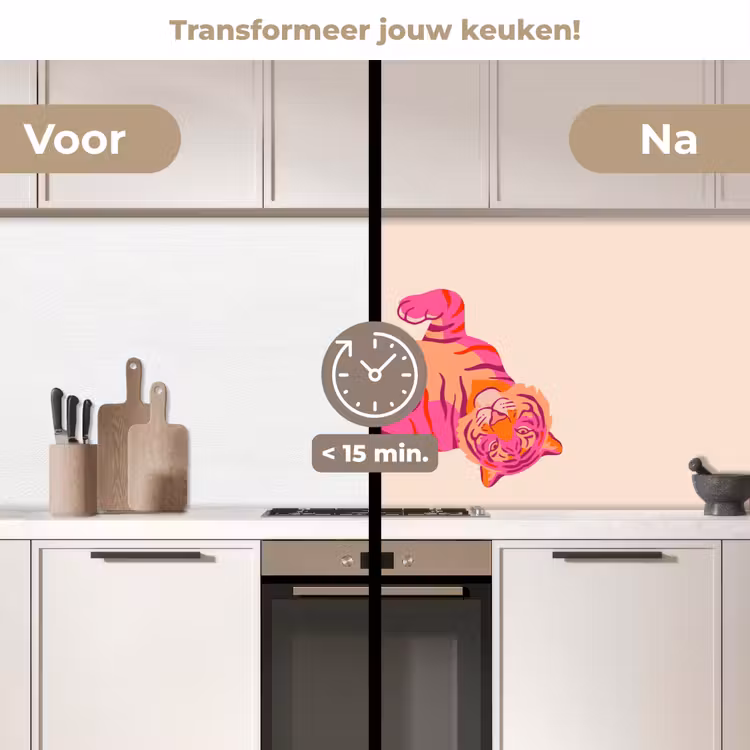 Keuken achterwand - Tijger - Roze - Oranje — 3