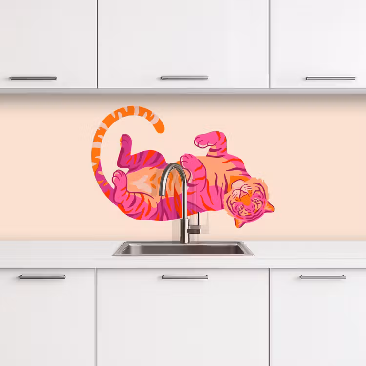 Keuken achterwand - Tijger - Roze - Oranje — 4