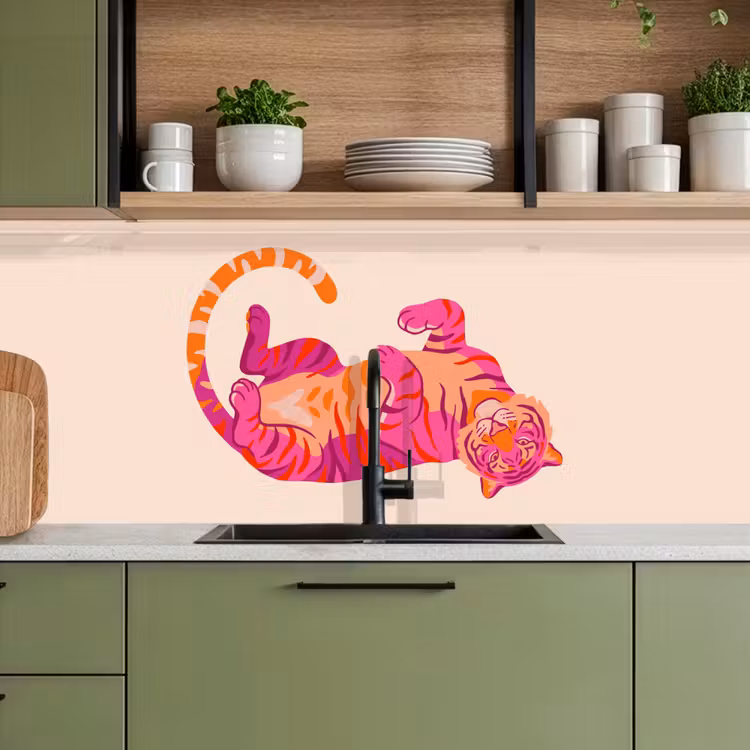 Keuken achterwand - Tijger - Roze - Oranje — 8