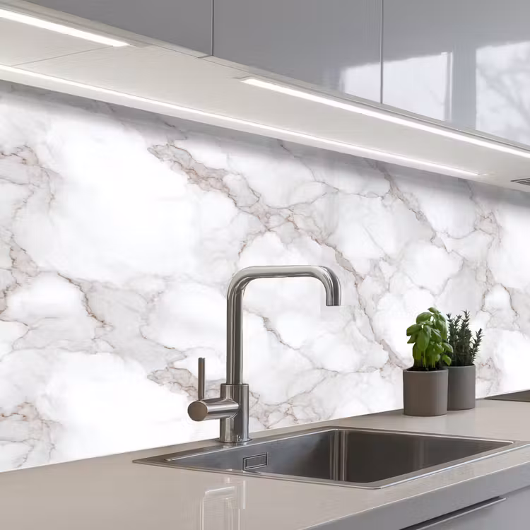 Keuken achterwand - Wit - Marmer - Bruin — 2