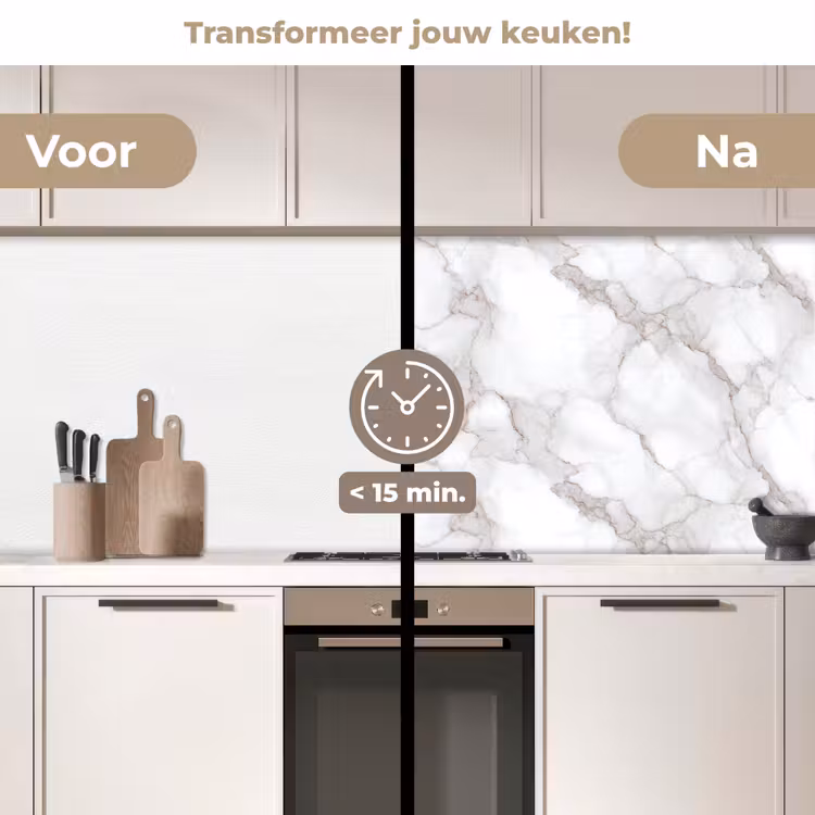Keuken achterwand - Wit - Marmer - Bruin — 3