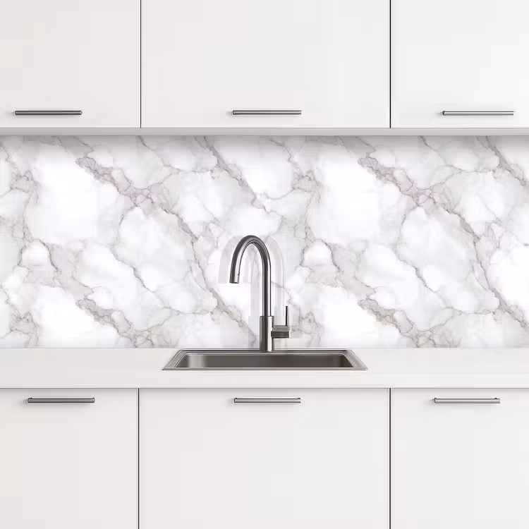 Keuken achterwand - Wit - Marmer - Bruin — 4