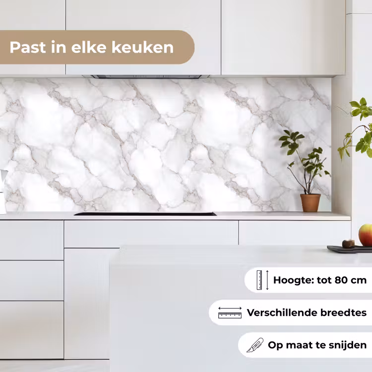 Keuken achterwand - Wit - Marmer - Bruin — 7