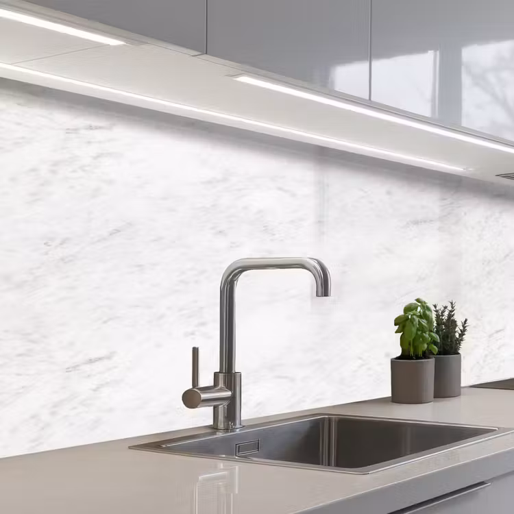 Keuken achterwand - Wit - Marmer - Grijze aders — 2