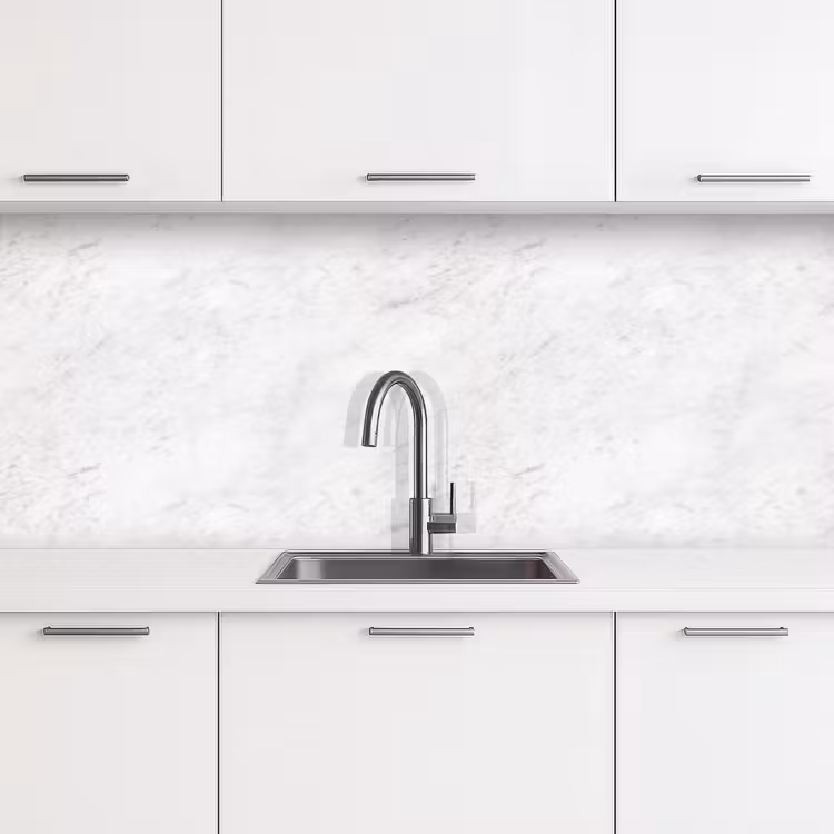 Keuken achterwand - Wit - Marmer - Grijze aders — 4