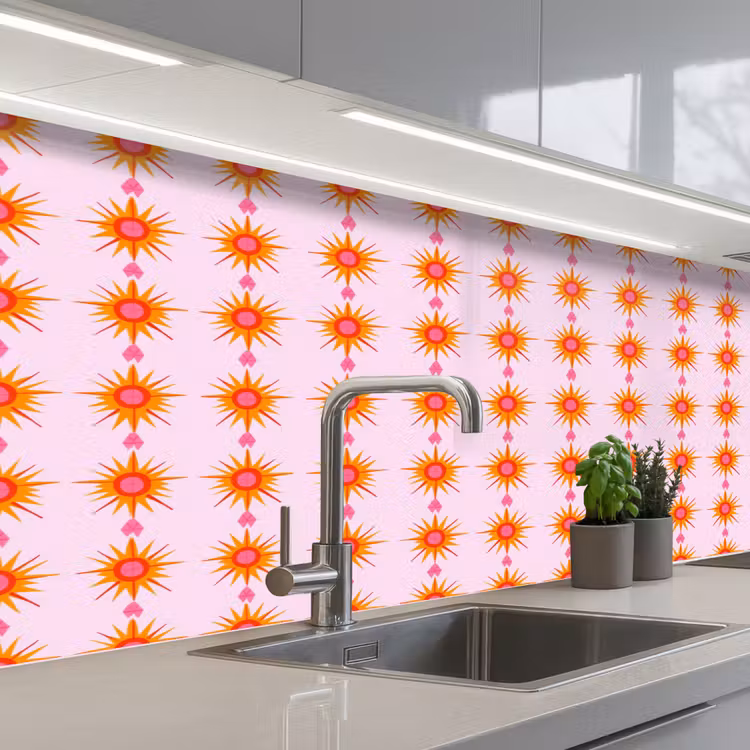 Keuken achterwand - Zon - Motief - Roze — 2
