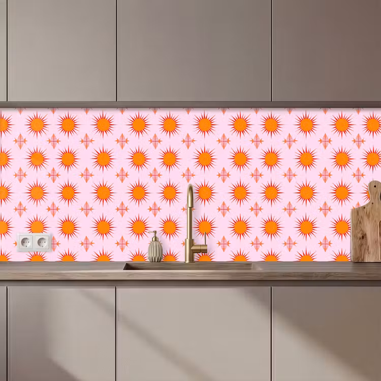 Keuken achterwand - Zon - Patroon - Roze — 1