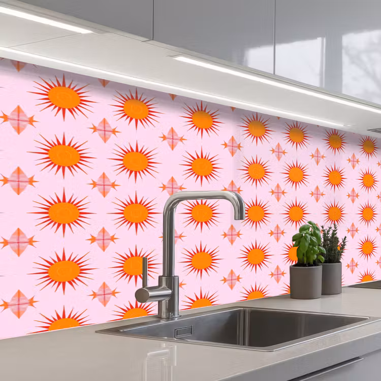Keuken achterwand - Zon - Patroon - Roze — 2