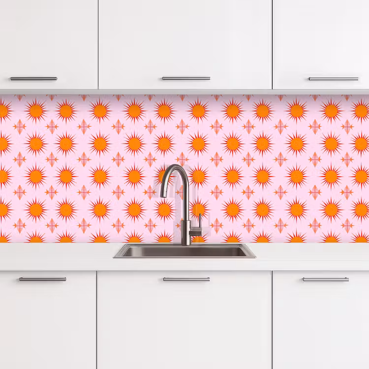Keuken achterwand - Zon - Patroon - Roze — 4