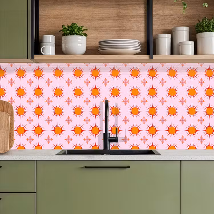 Keuken achterwand - Zon - Patroon - Roze — 8