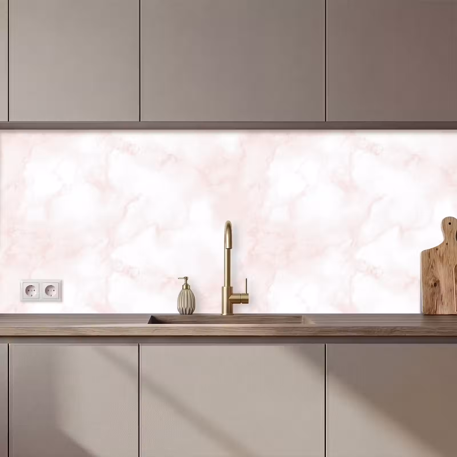 Keuken achterwand - Wolkenstructuur - Roze - Marmer — 1
