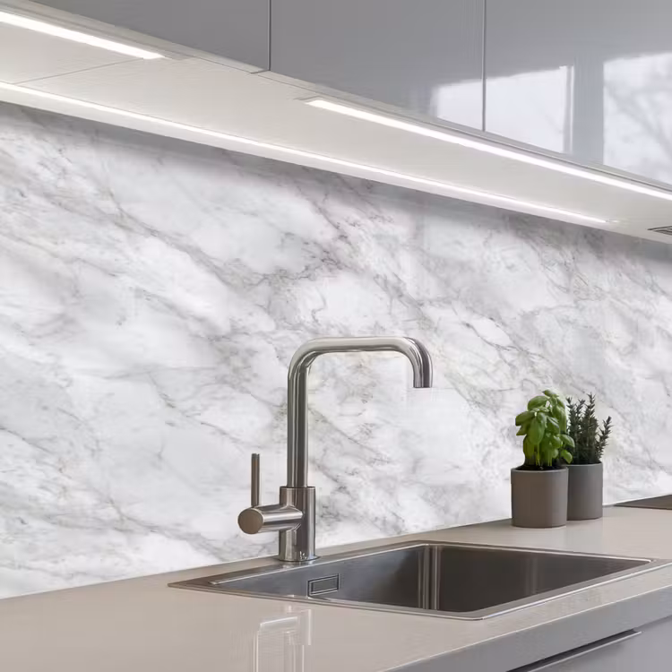 Keuken achterwand - Grijs - Wit - Marmer — 2