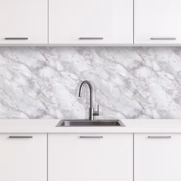 Keuken achterwand - Grijs - Wit - Marmer — 4