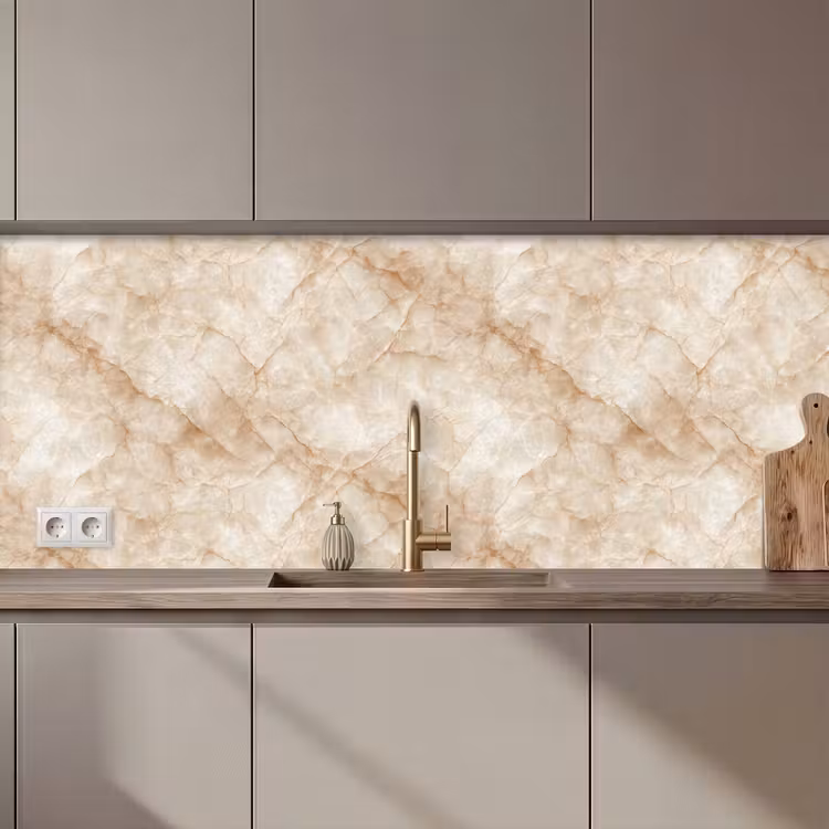 Keuken achterwand - Kristalstructuur - Bruin - Marmer — 1