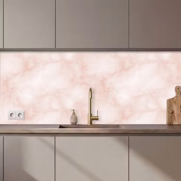 Keuken achterwand - Roze - Marmer - Crème — 1
