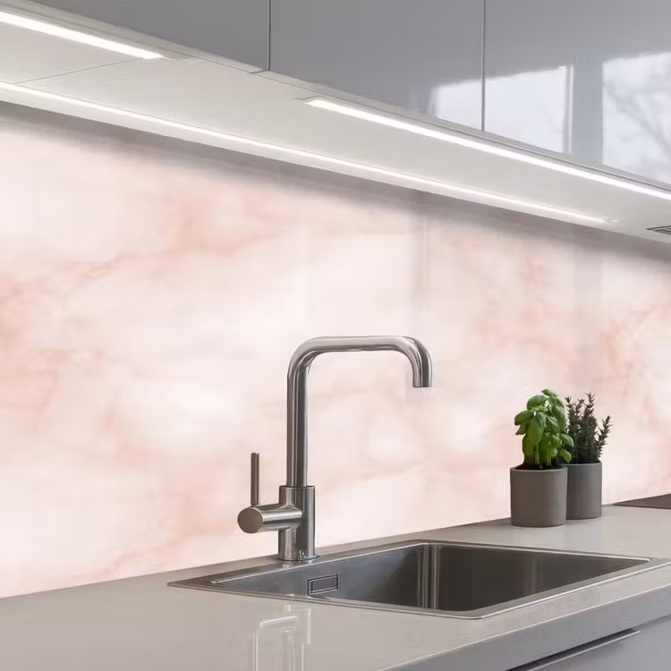 Keuken achterwand - Roze - Marmer - Crème — 2