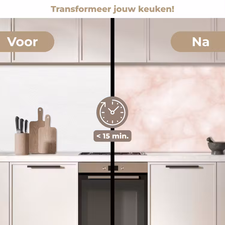 Keuken achterwand - Roze - Marmer - Crème — 3