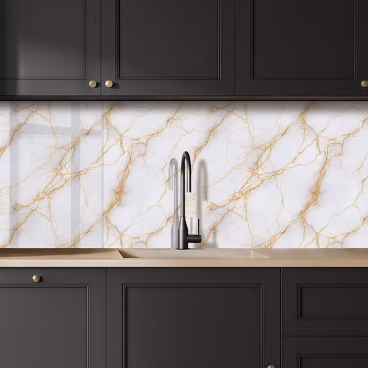 Keuken achterwand - Wit - Goud - Marmer - Aders — 6