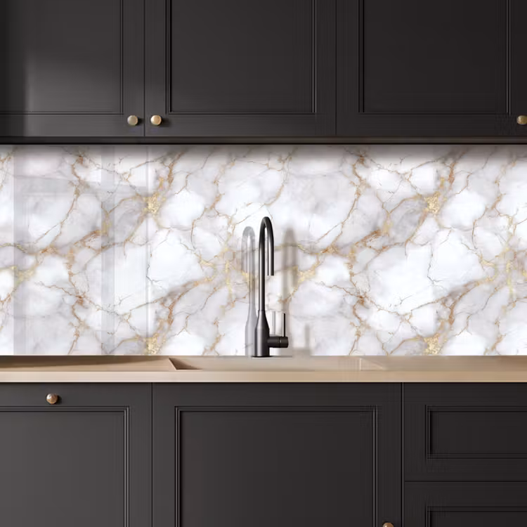 Keuken achterwand - Wit - Goud - Marmer - Grijs — 6