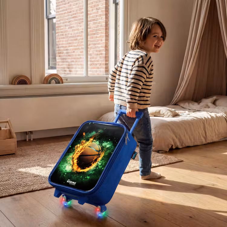 Kinderkoffer - Blauw - Basketbal in vlammen en explosieve energie — 3