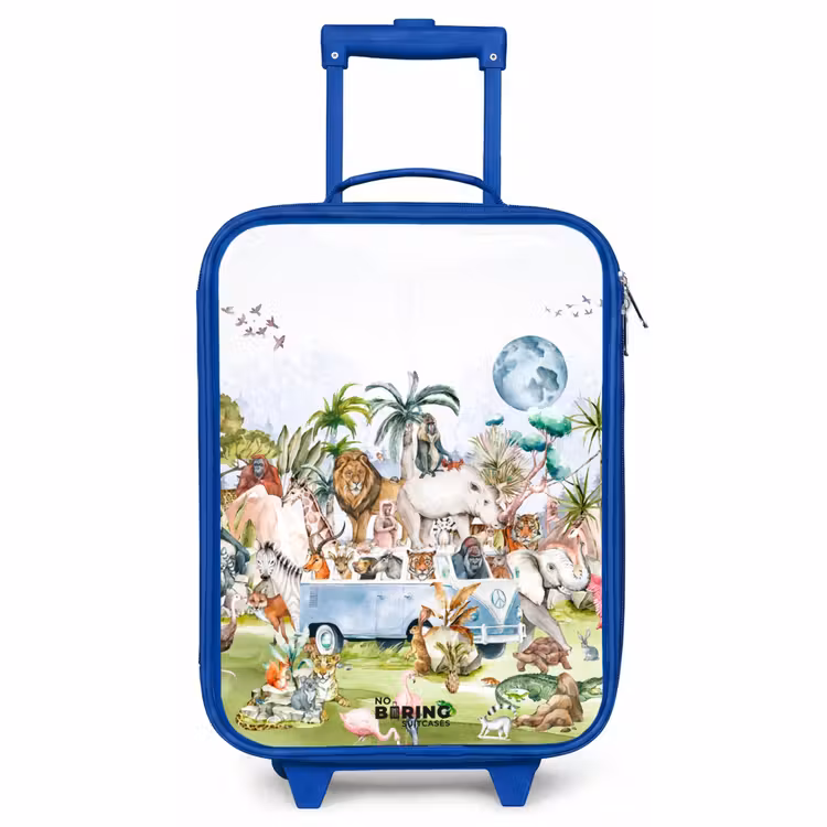 Kinderkoffer - Blauw - Busje met allemaal dieren — 1