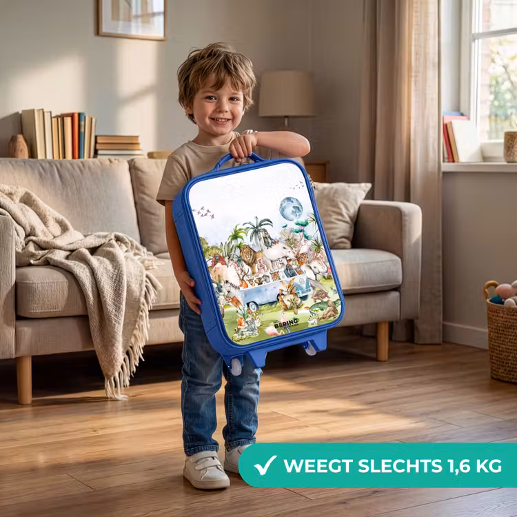 Kinderkoffer - Blauw - Busje met allemaal dieren — 2