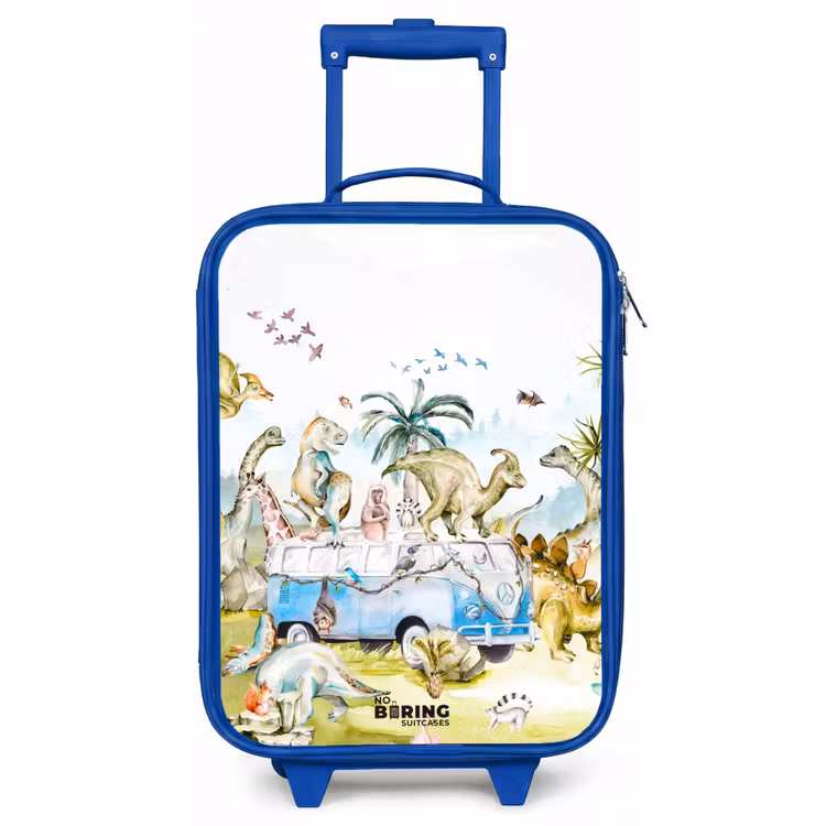 Kinderkoffer - Blauw - Busje met dino's — 1