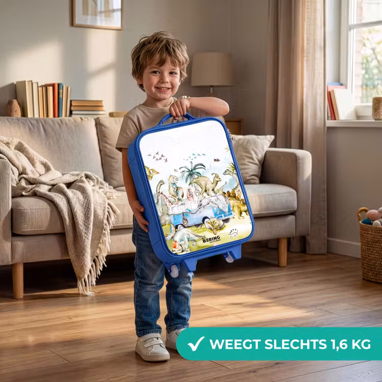 Kinderkoffer - Blauw - Busje met dino's — 2
