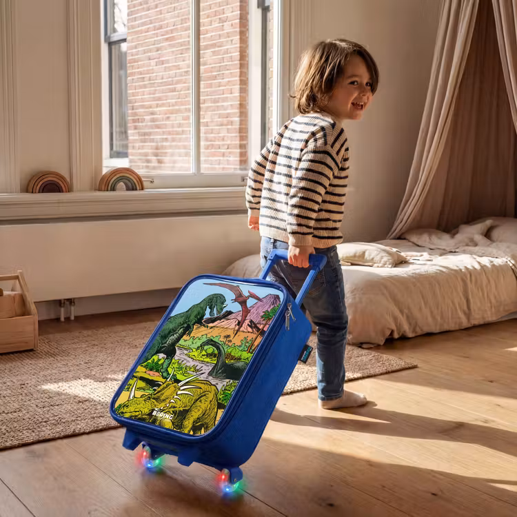 Kinderkoffer - Blauw - Dino's bij een vulkaan — 3