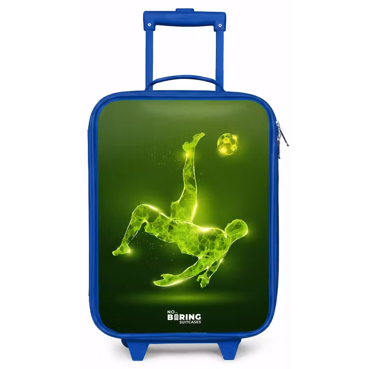 Kinderkoffer - Blauw - Groene neon omhaal in actie — 1