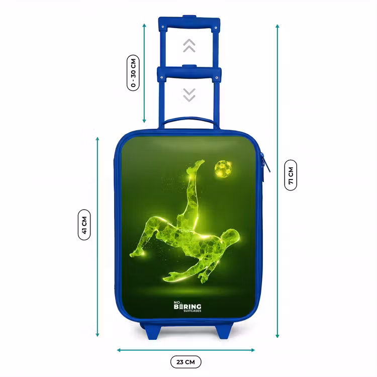 Kinderkoffer - Blauw - Groene neon omhaal in actie — 6