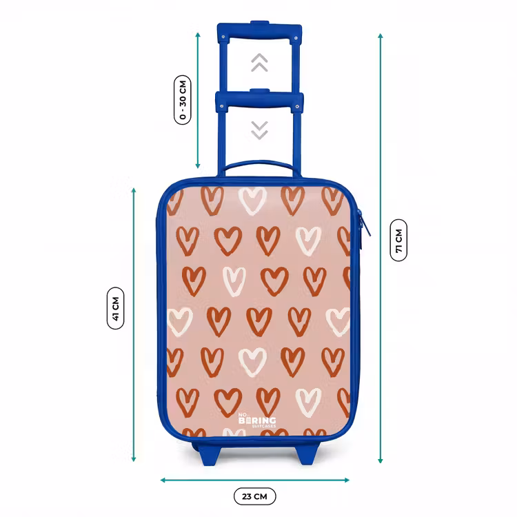 Kinderkoffer - Blauw - Hartjes patroon in roze en wit — 6