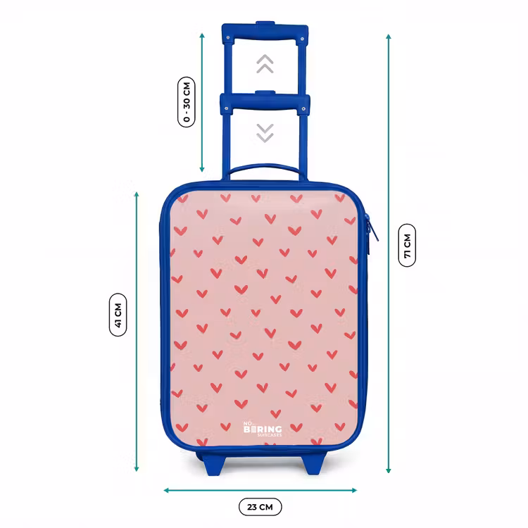 Kinderkoffer - Blauw - Hartjespatroon met roze kleuren — 6