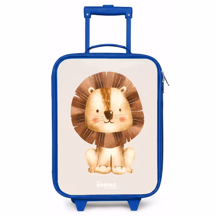 Kinderkoffer - Blauw - Leeuw illustratie met beige achtergrond — 1